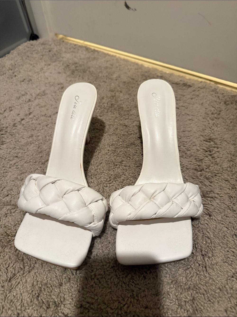 J. Jill White Braided Strap Square Toe Slide Mules